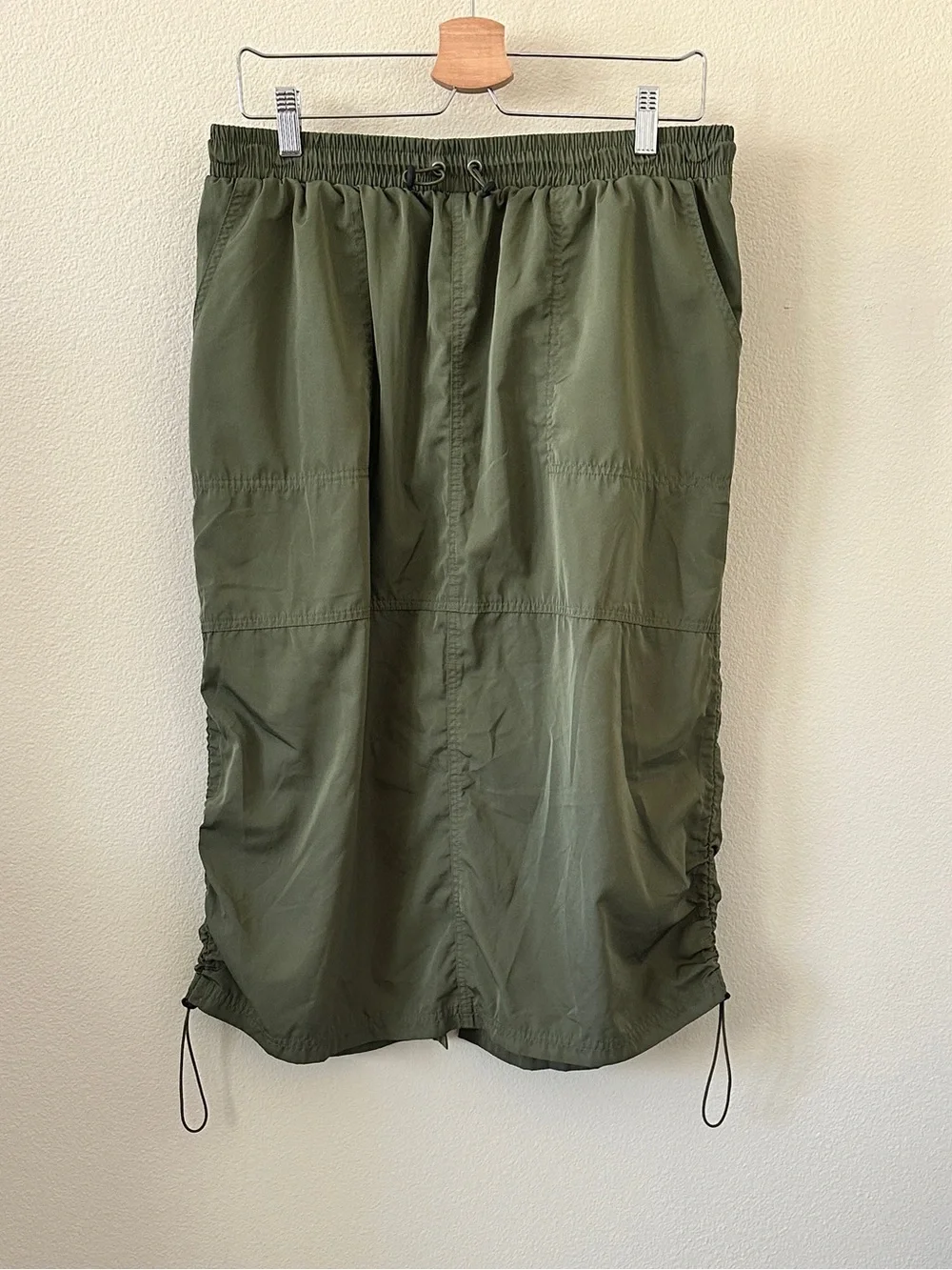 Wild Fable Army Green Drawcord Midi Skirt Size L